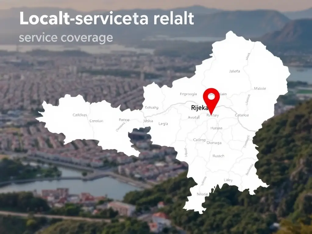 A map highlighting the Rijeka area, emphasizing SITEH's local presence and expertise in serving the community.